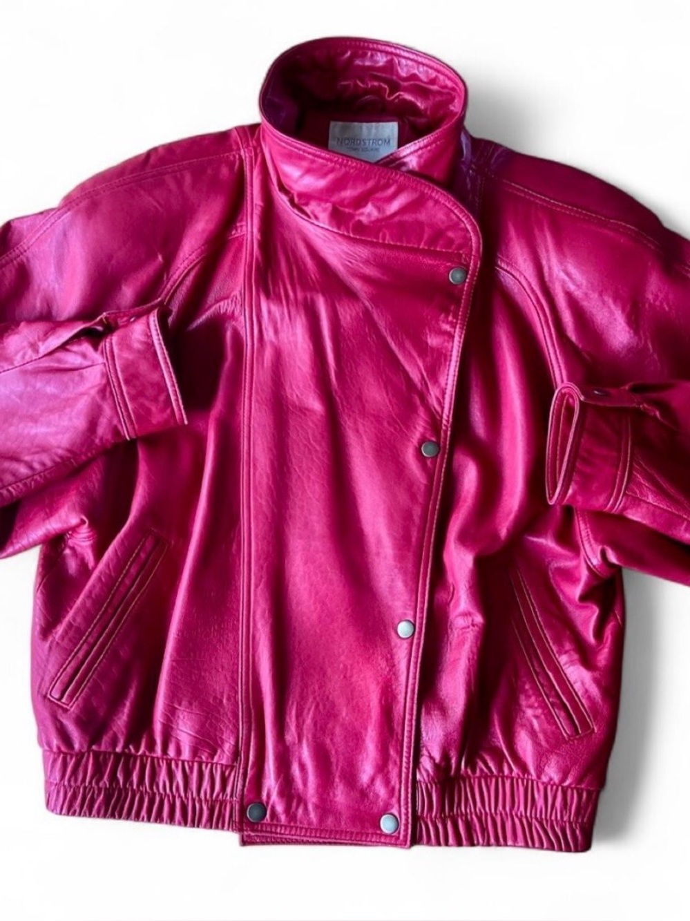 Nordstrom Women’s Hot Pink Leather Bomber Jacket
